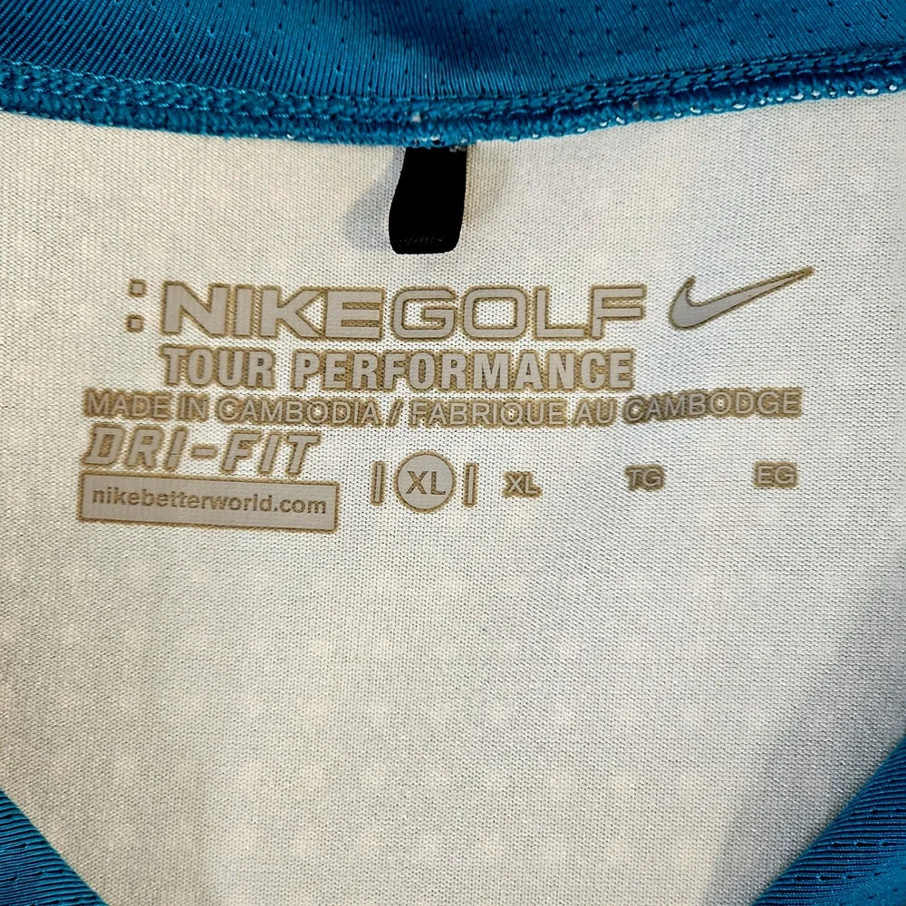 Nike Golf Tour Performance Dri-Fit Men's XL Polo Lightweight Stretch Blue Teal
